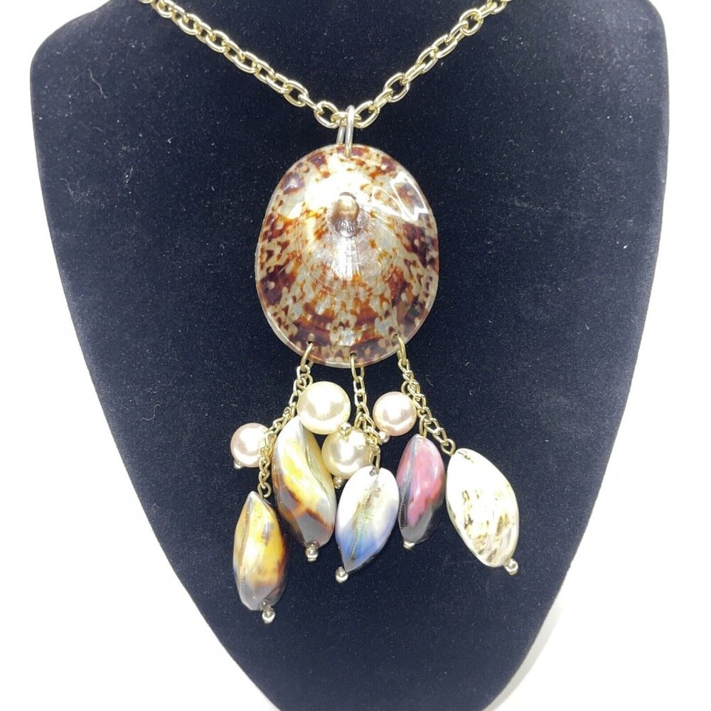 Hand Crafted Multi-Color Shell Necklace Philippines 24” Dangle Faux‎ Pearl SL23